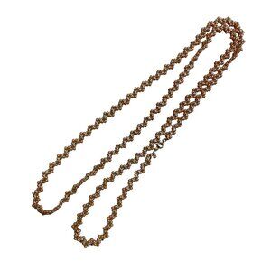 Vtg Long Necklace Champagne Gold Tone Seed Bead Weave Chain Delicate Flapper